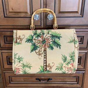 Isabella fiore Palm beach Monkey tote w bamboo handles